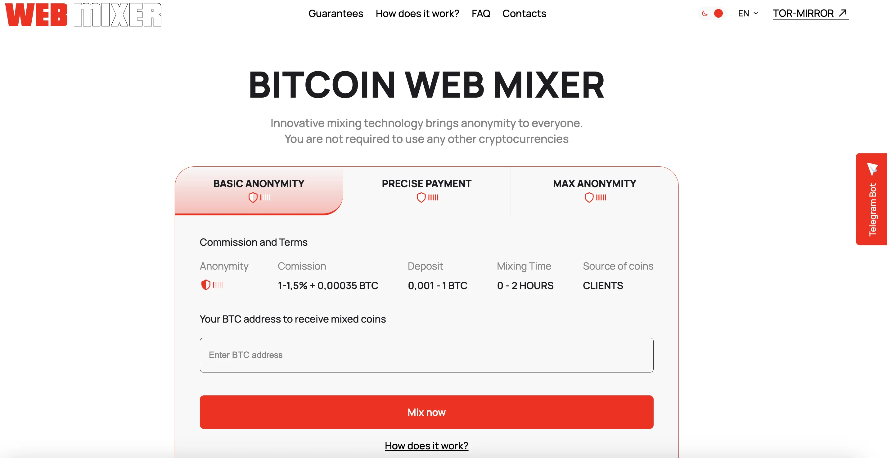WebMixer Bitcoin Mixer